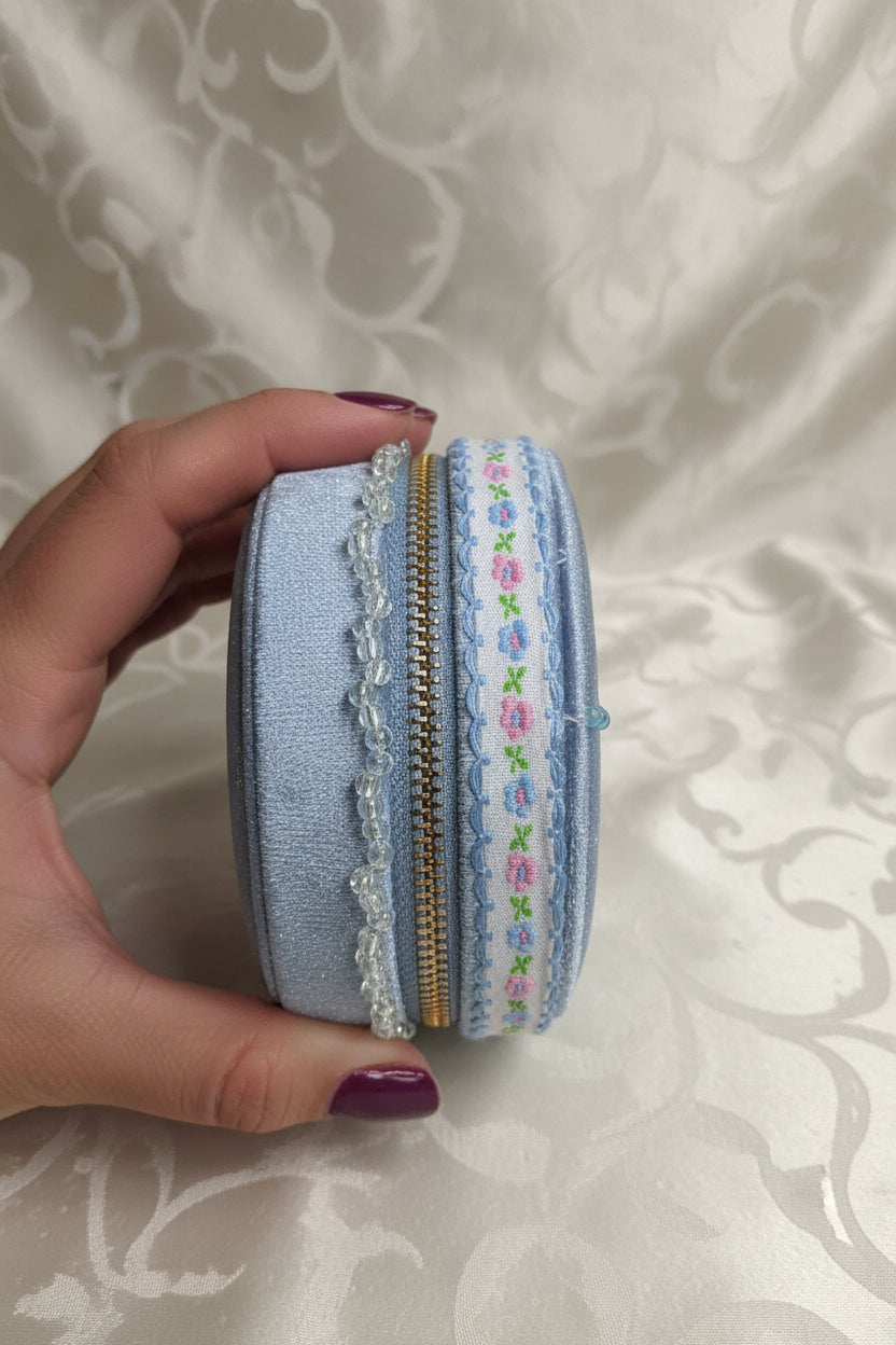 Handcrafted Floral Velvet & Seed Bead Jewelry Box ✨
