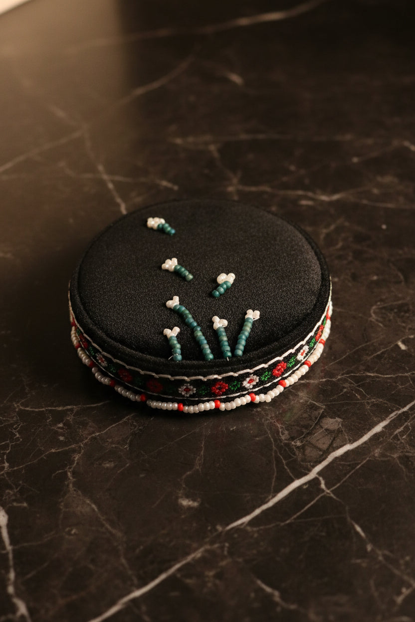 Handcrafted Floral Velvet & Seed Bead Jewelry Box ✨