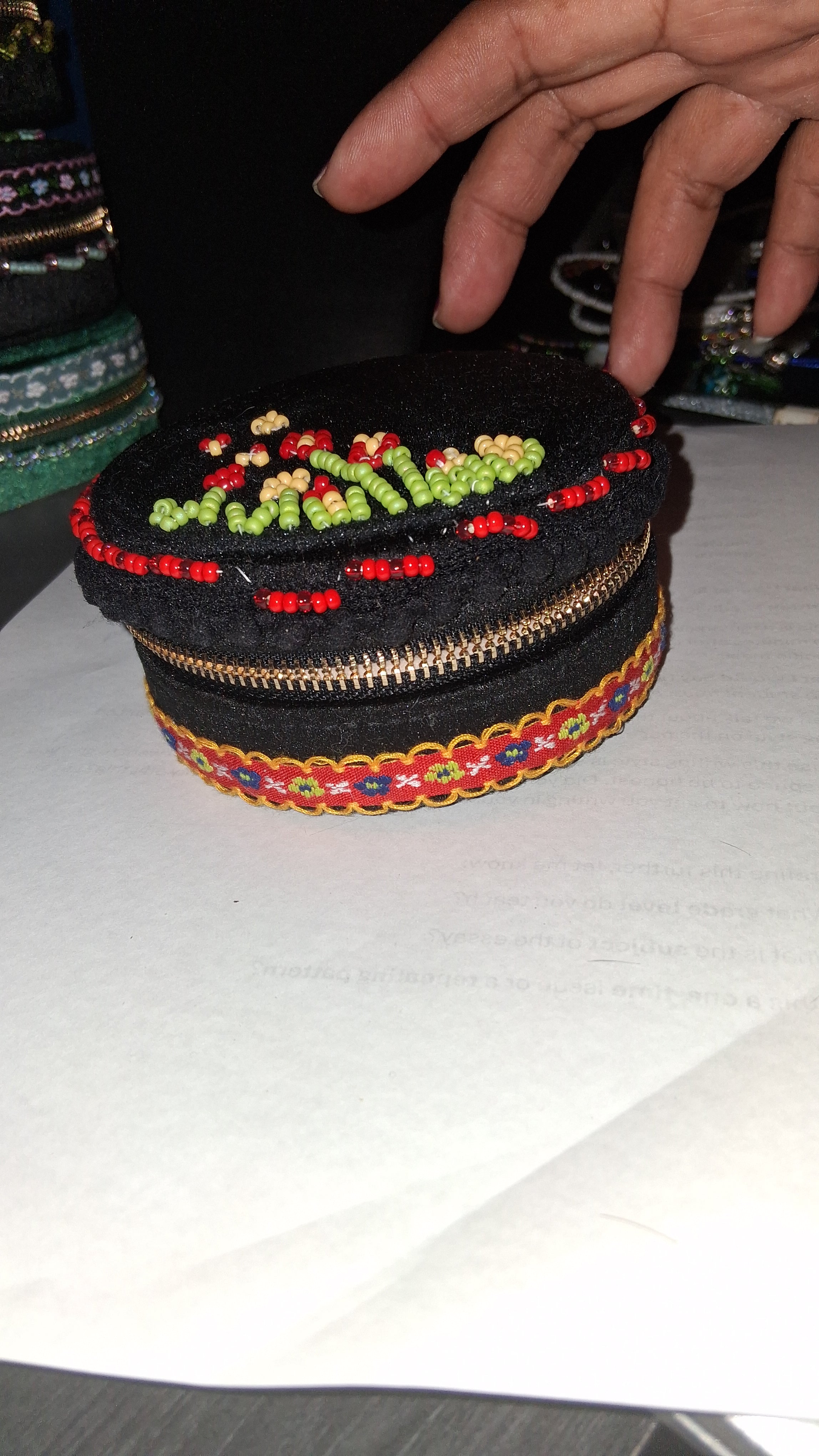 Handcrafted Floral Velvet & Seed Bead Jewelry Box ✨