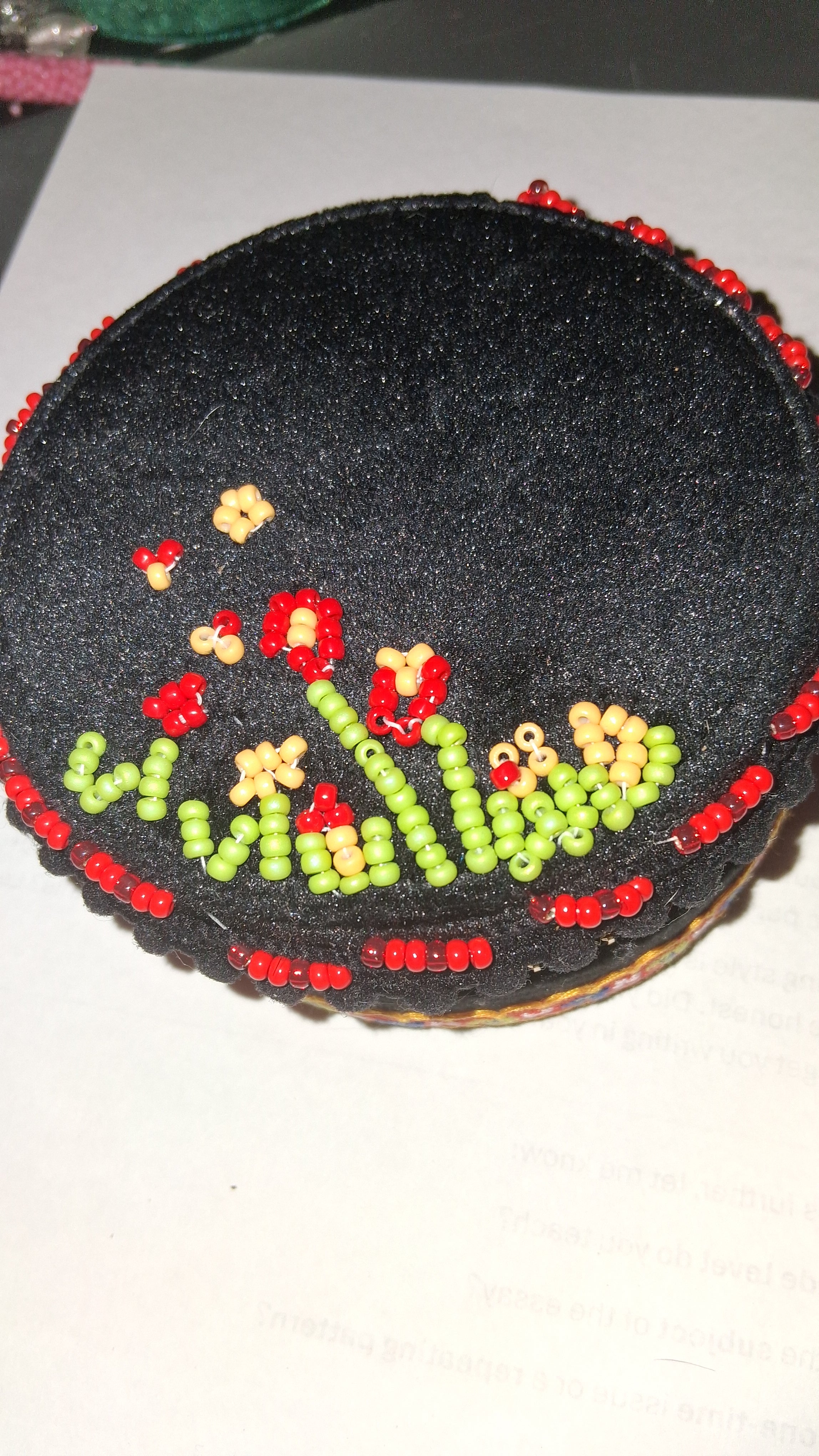 Handcrafted Floral Velvet & Seed Bead Jewelry Box ✨