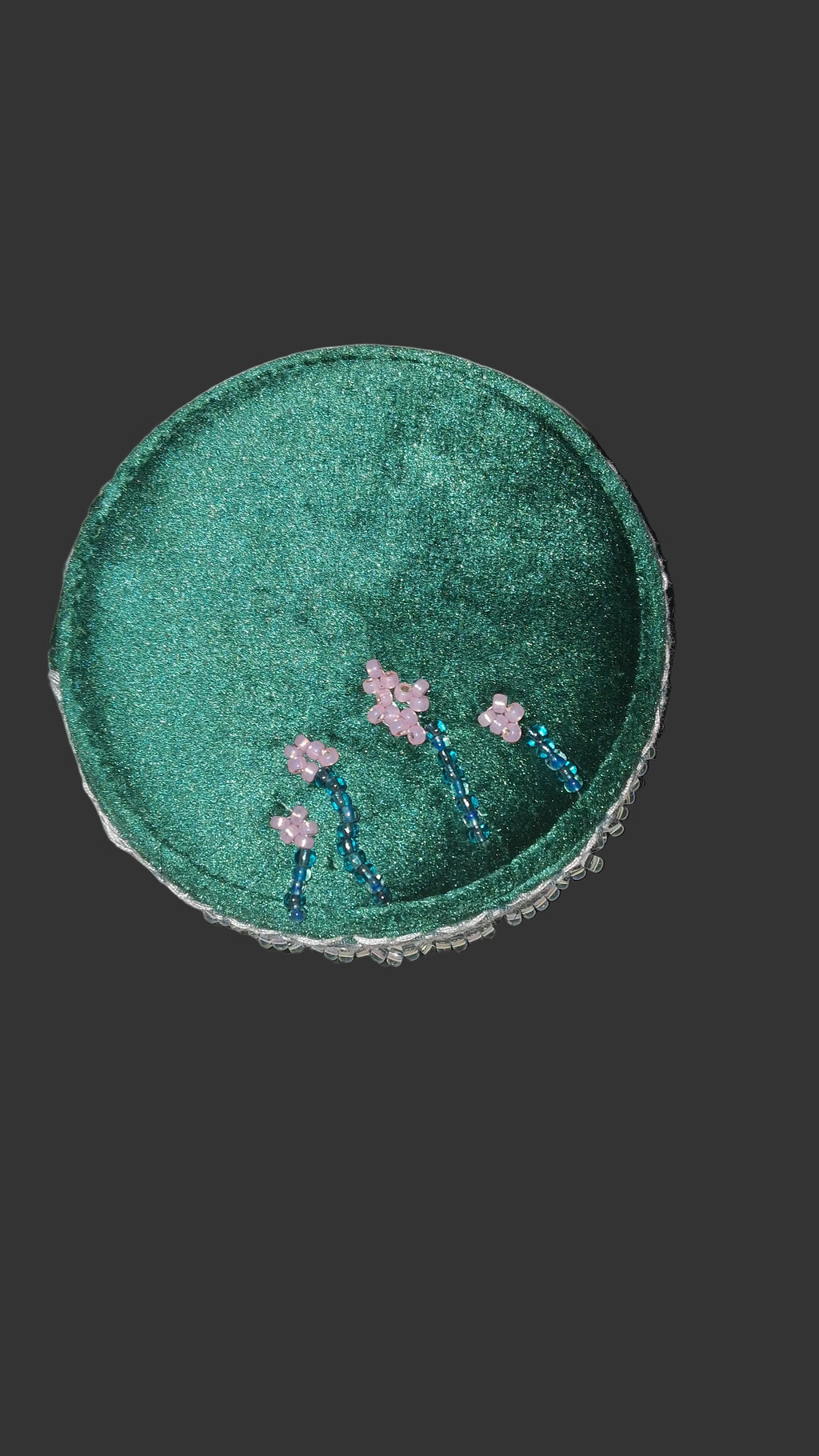 Handcrafted Floral Velvet & Seed Bead Jewelry Box ✨