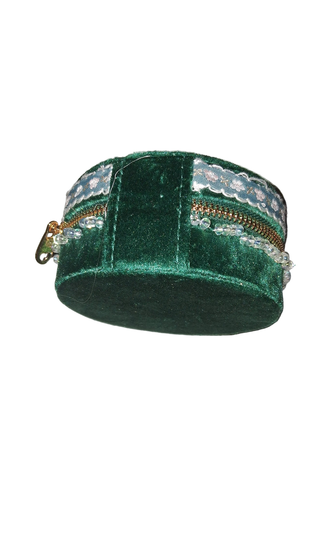 Handcrafted Floral Velvet & Seed Bead Jewelry Box ✨