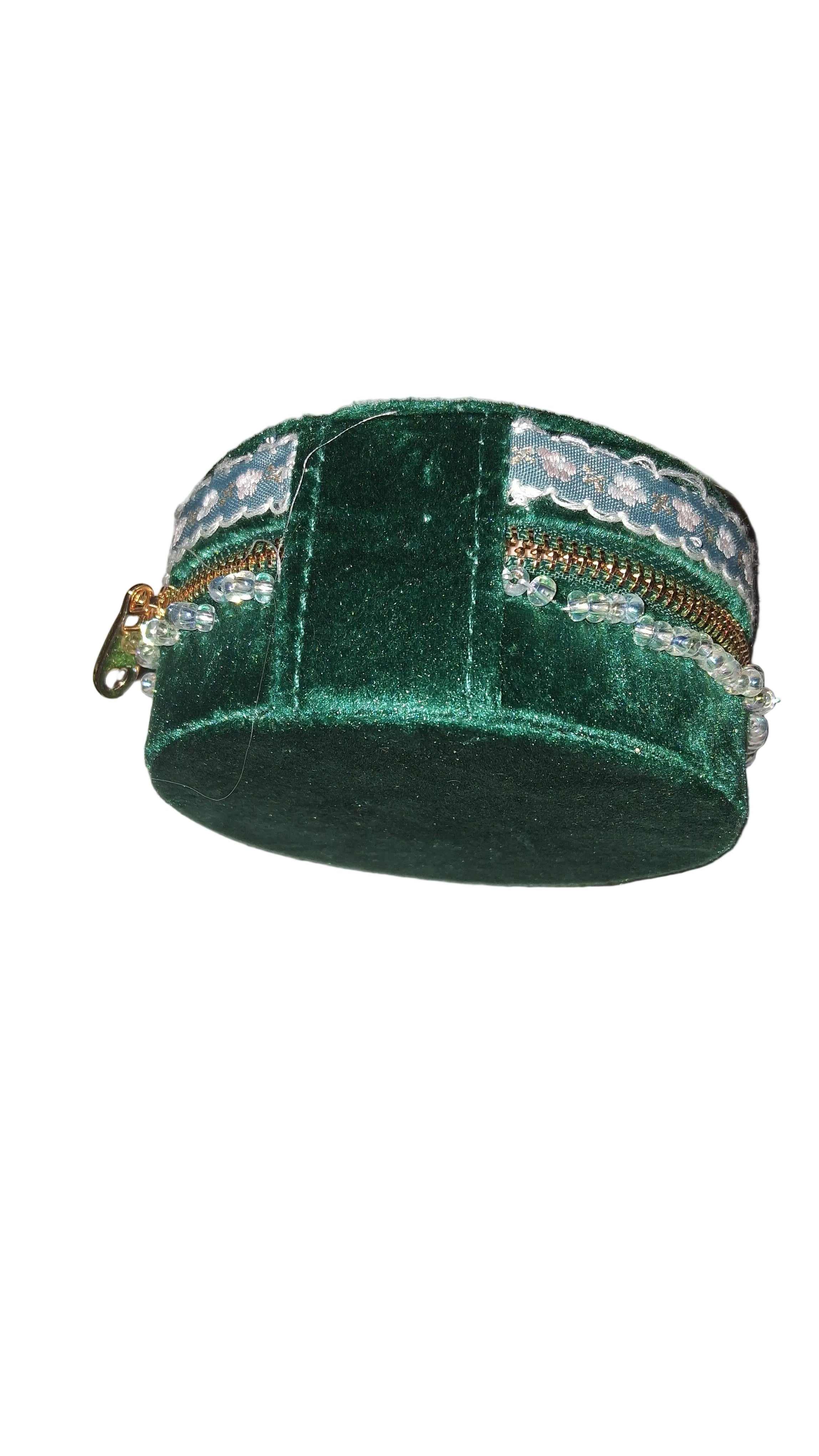 Handcrafted Floral Velvet & Seed Bead Jewelry Box ✨