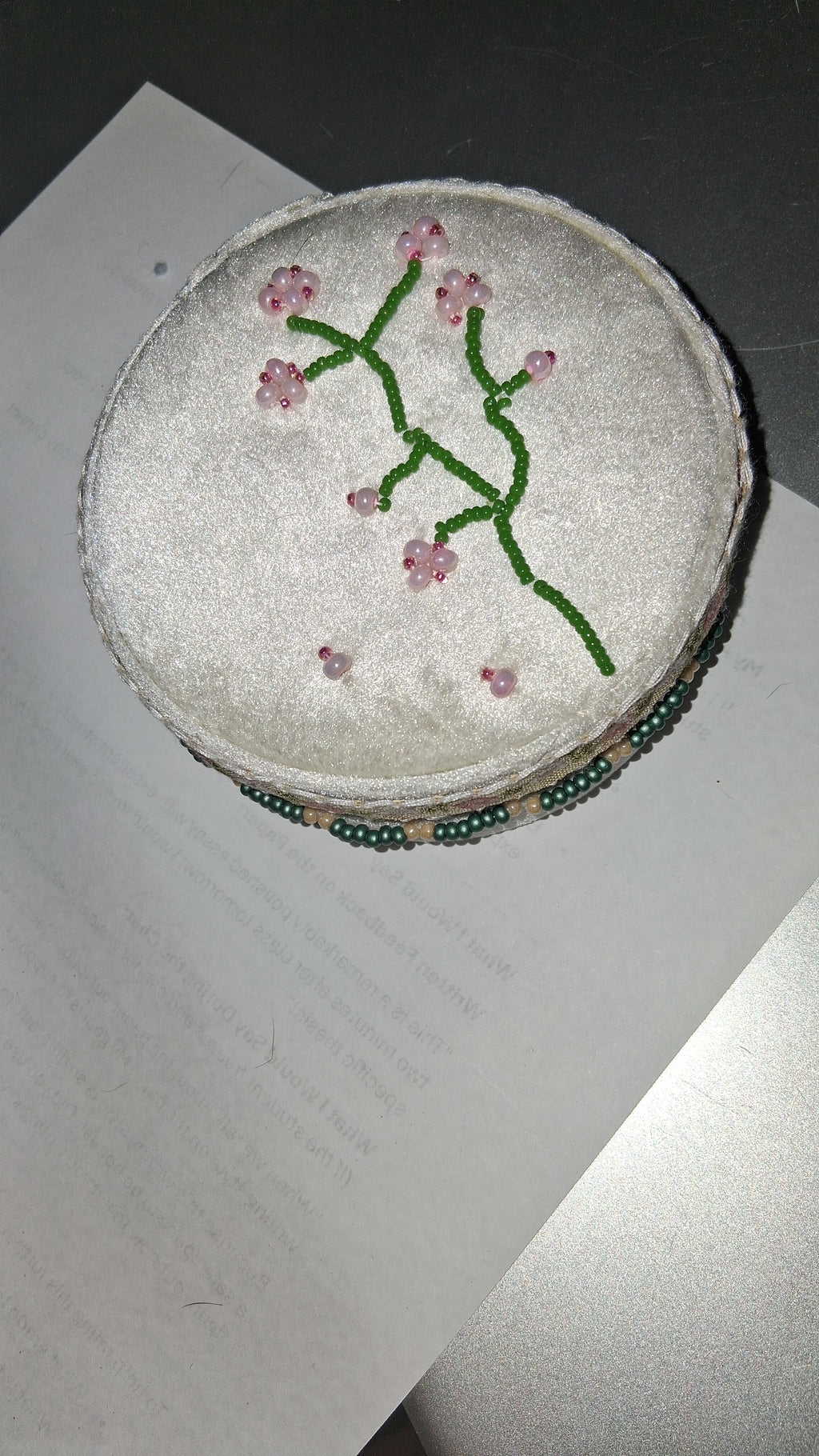 Handcrafted Floral Velvet & Seed Bead Jewelry Box ✨