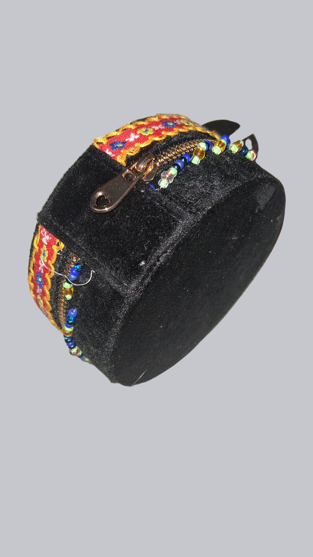 Handcrafted Floral Velvet & Seed Bead Jewelry Box ✨