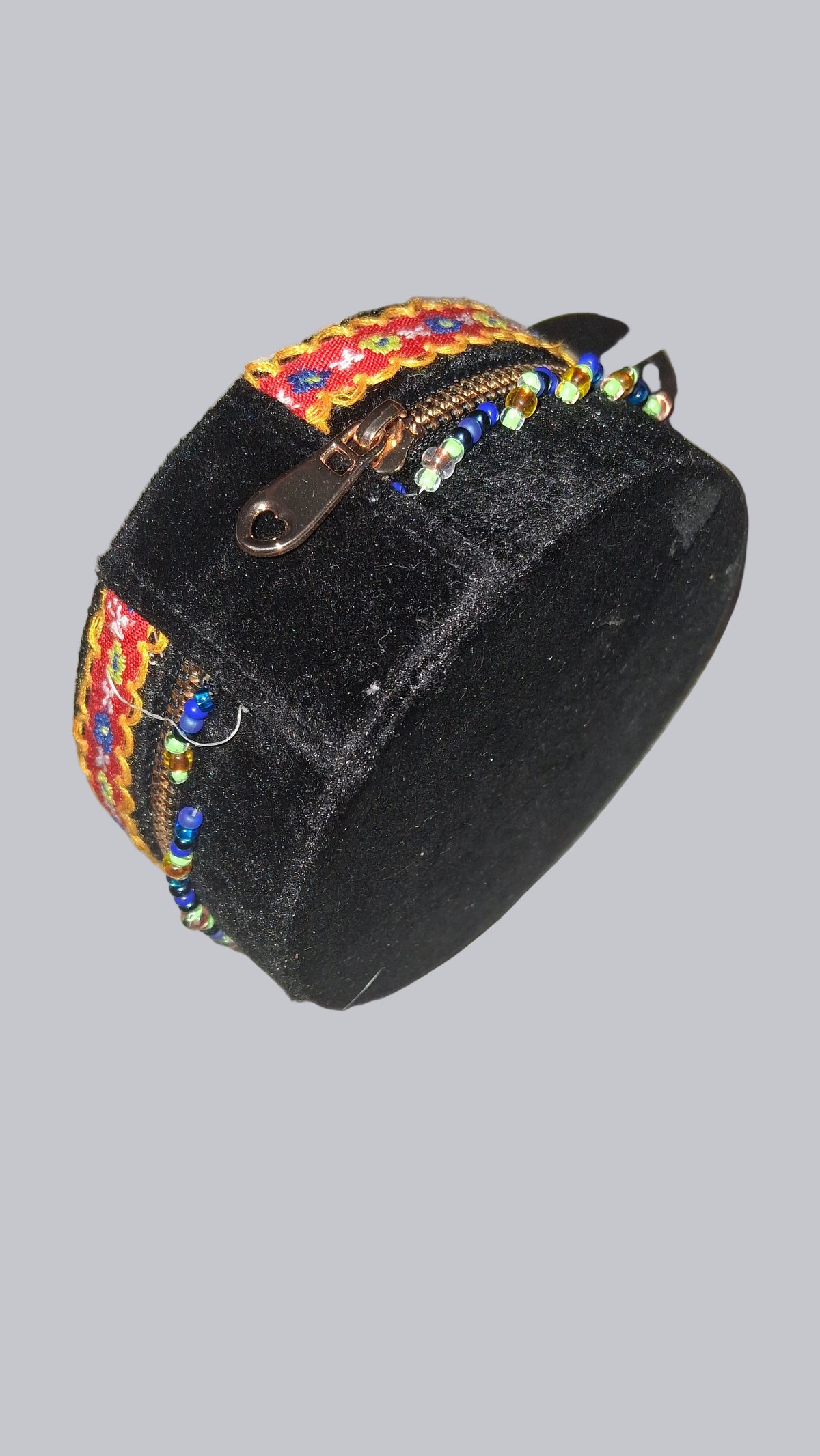 Handcrafted Floral Velvet & Seed Bead Jewelry Box ✨