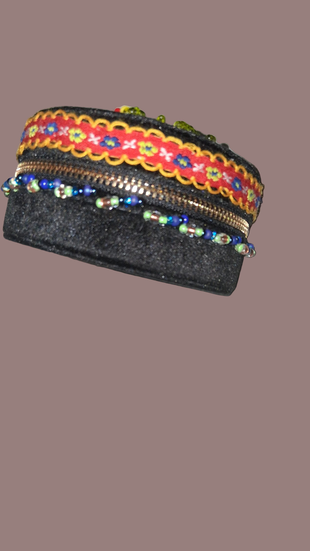 Handcrafted Floral Velvet & Seed Bead Jewelry Box ✨
