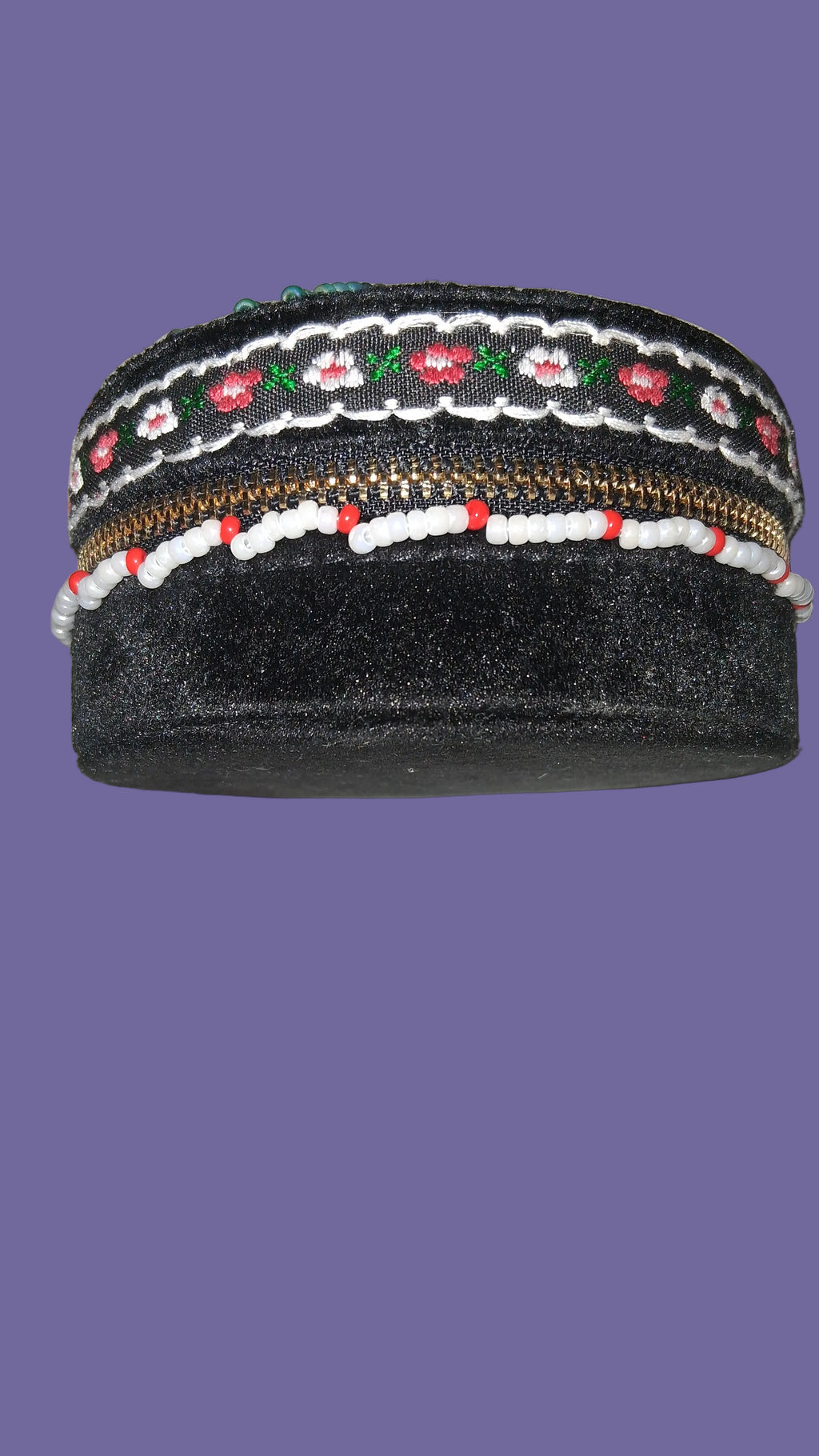 Handcrafted Floral Velvet & Seed Bead Jewelry Box ✨