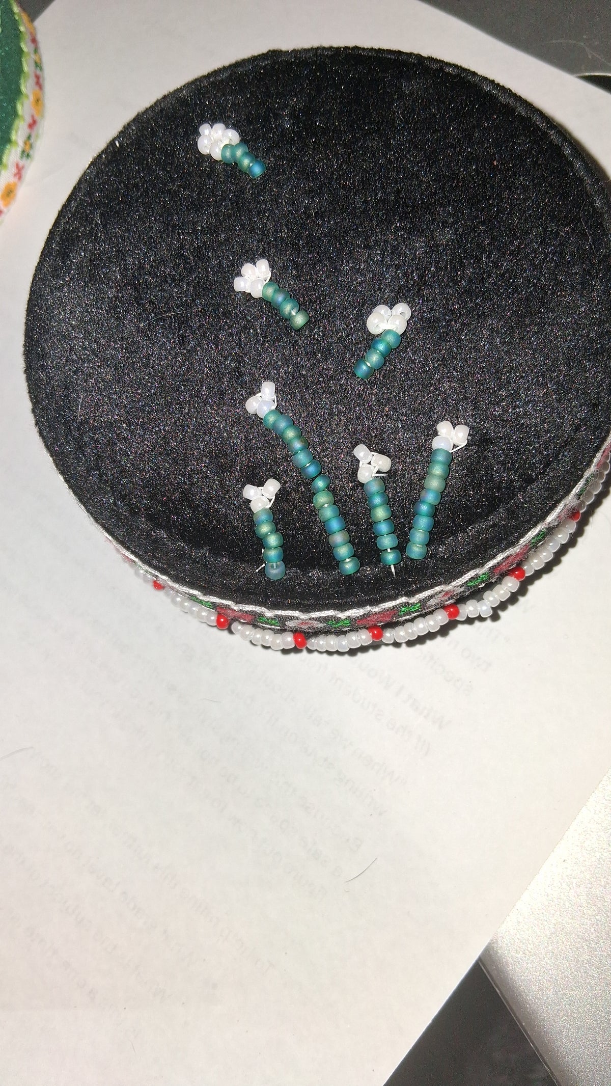 Handcrafted Floral Velvet & Seed Bead Jewelry Box ✨