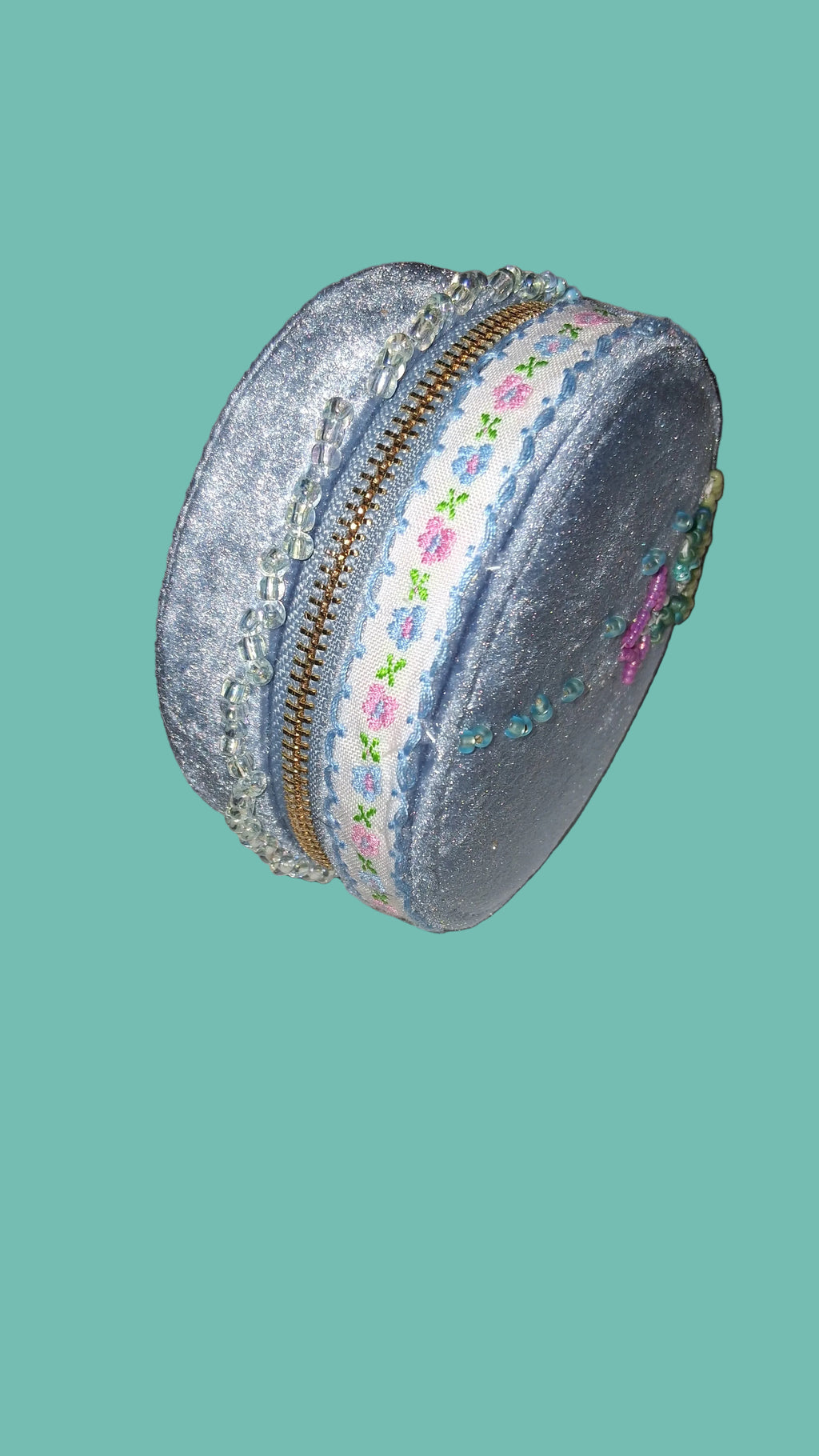 Handcrafted Floral Velvet & Seed Bead Jewelry Box ✨