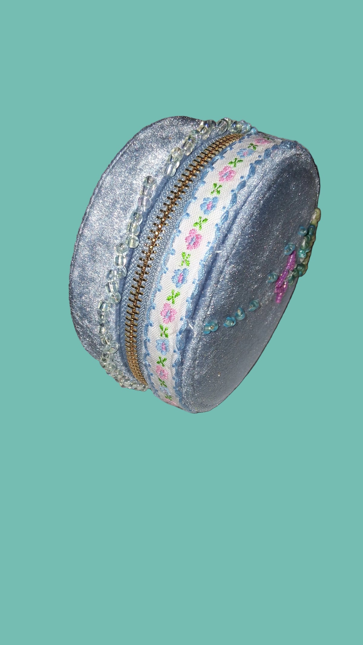 Handcrafted Floral Velvet & Seed Bead Jewelry Box ✨