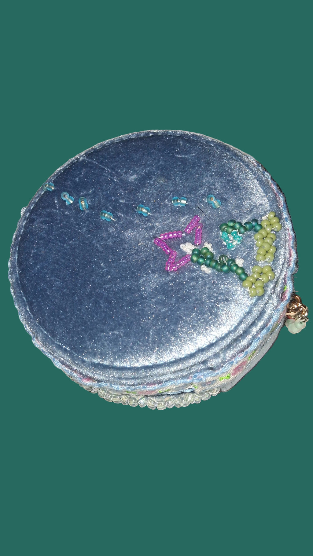 Handcrafted Floral Velvet & Seed Bead Jewelry Box ✨