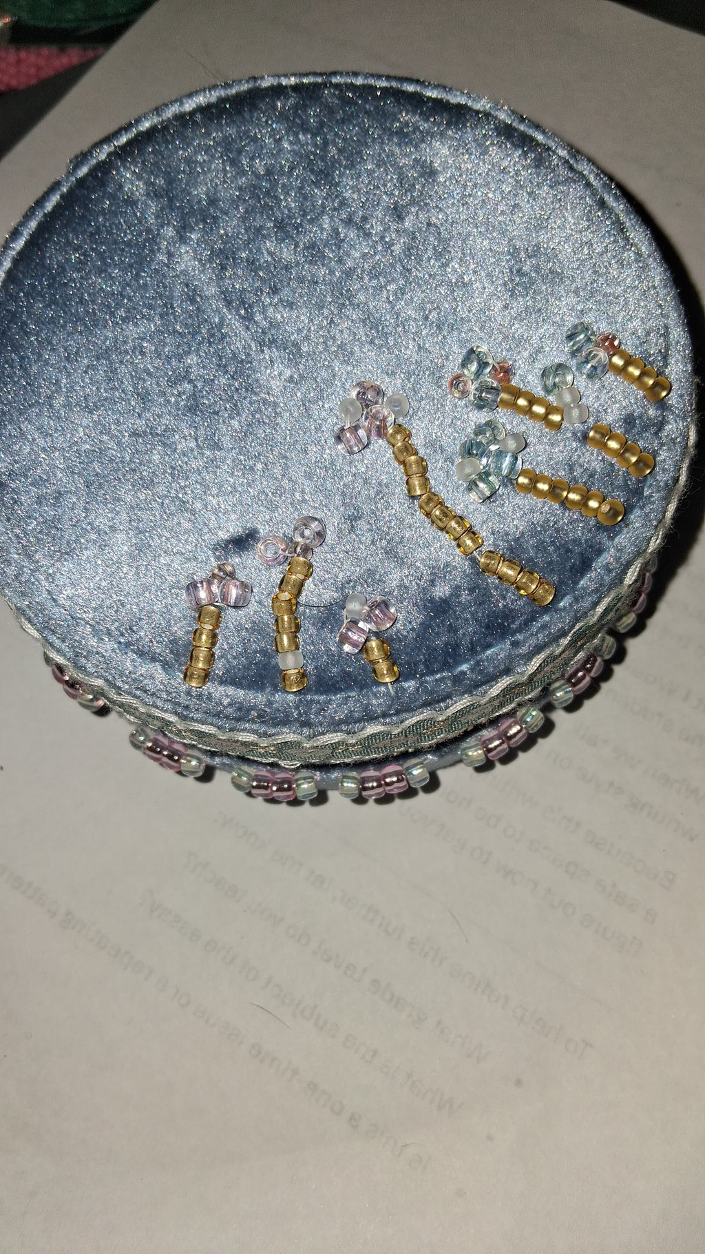 Handcrafted Floral Velvet & Seed Bead Jewelry Box ✨